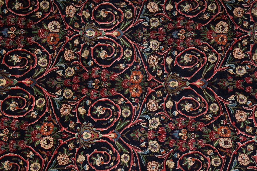 7.3 x 10.4 Midnight Blue Pink Fine Persian Sarouk Rug 72400