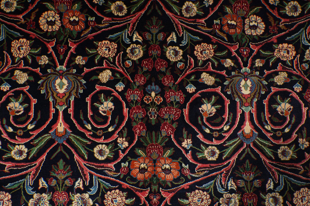 7.3 x 10.4 Midnight Blue Pink Fine Persian Sarouk Rug 72400