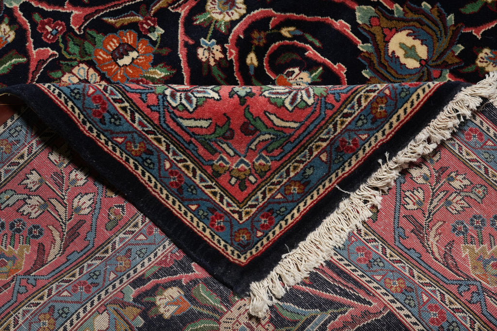 7.3 x 10.4 Midnight Blue Pink Fine Persian Sarouk Rug 72400