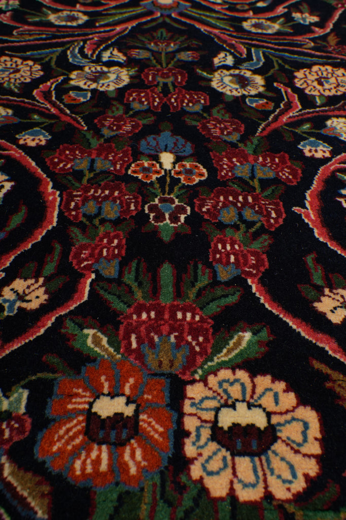 7.3 x 10.4 Midnight Blue Pink Fine Persian Sarouk Rug 72400