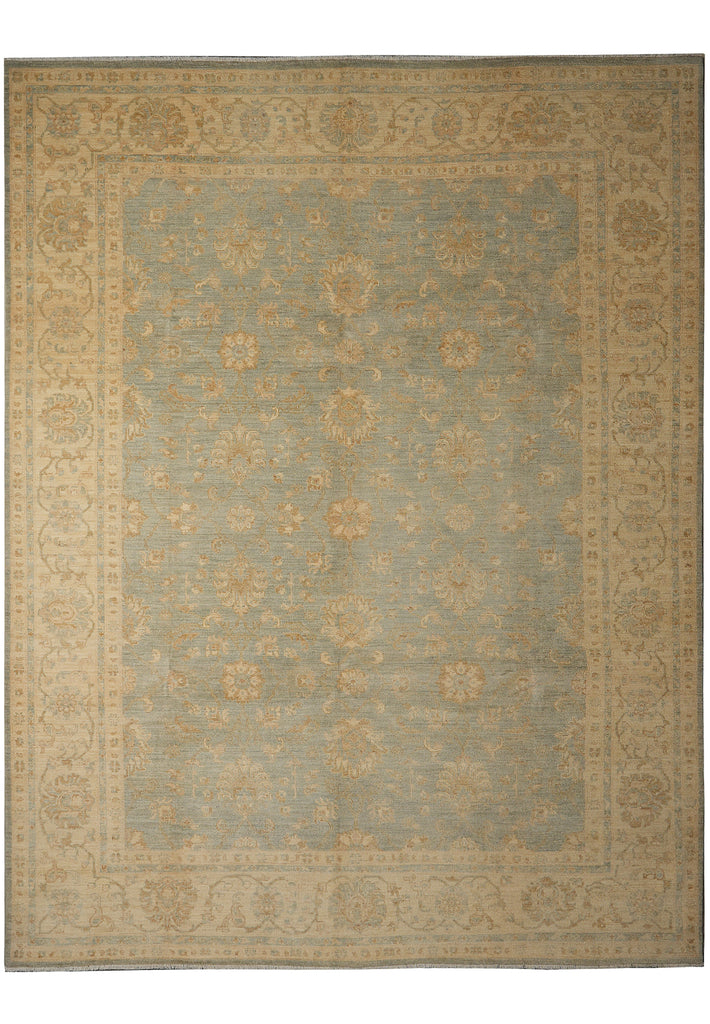 8.10 x 11.2 Green Gold New Zigler Chobi Peshawar Rug