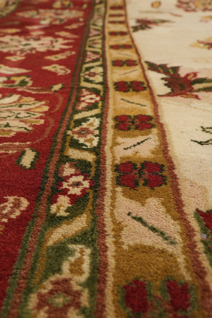 12 x 15 New Handmade Quality Wool Rug Ivory Rust Red #PIX-12880