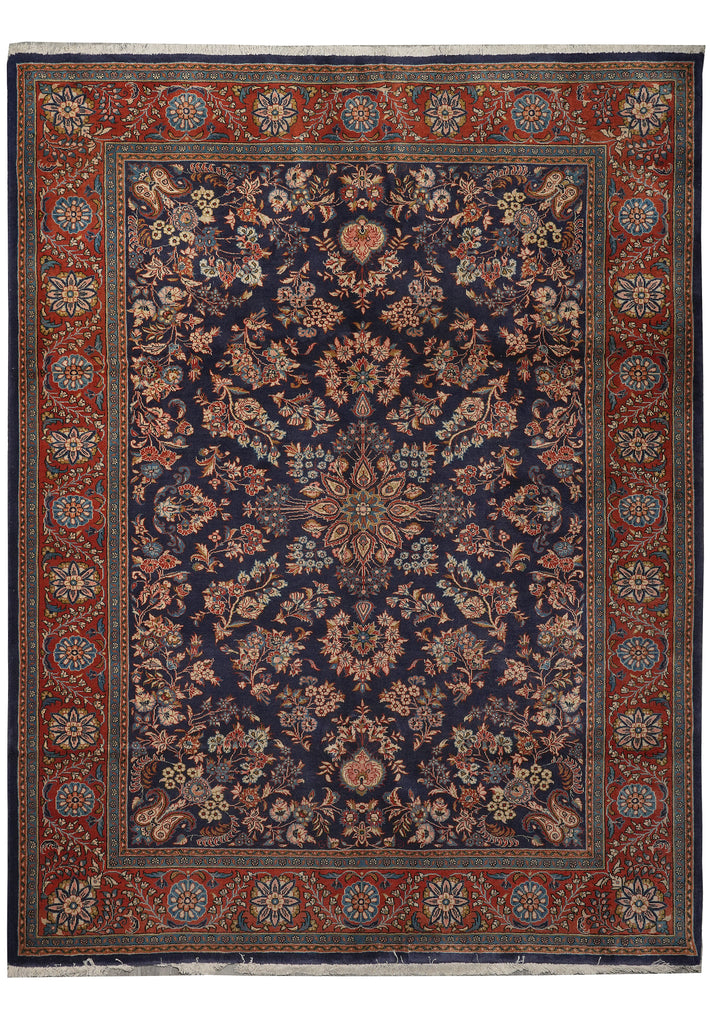 7.3 x 9.5 Dark Blue Fine Quality Persian Sarouk Rug 72321