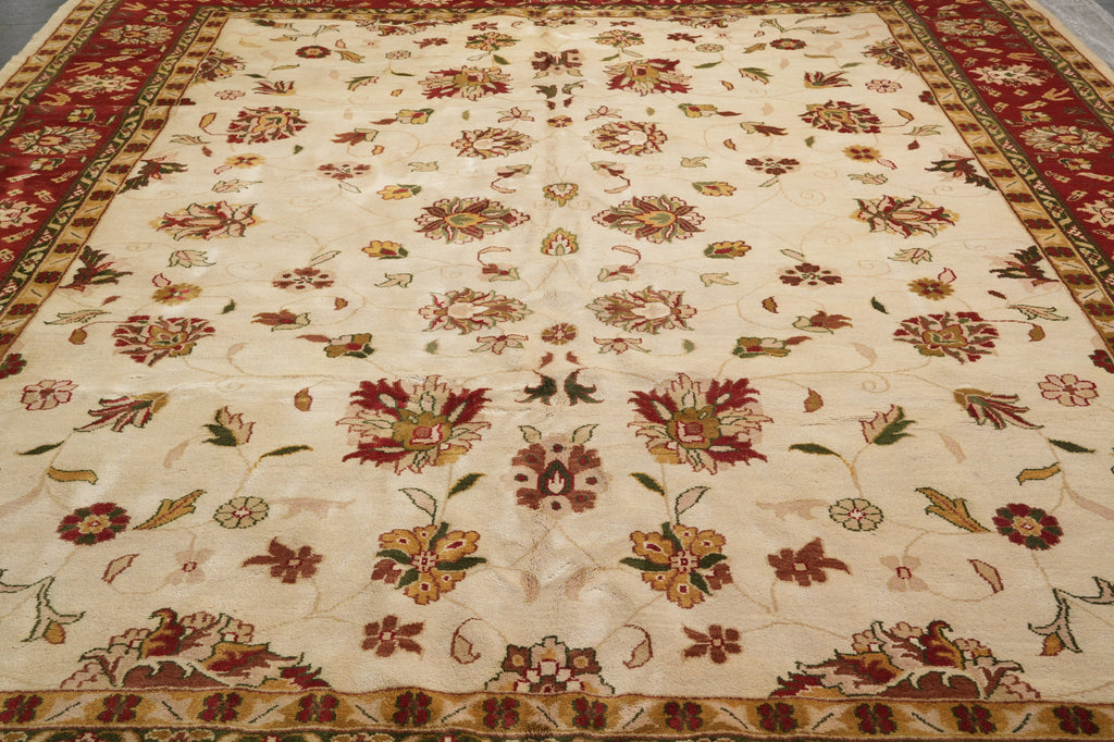 12 x 15 New Handmade Quality Wool Rug Ivory Rust Red #PIX-12880