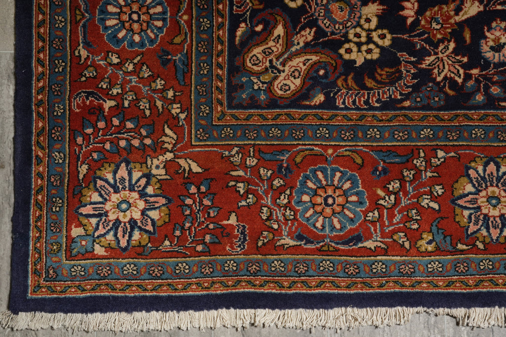 7.3 x 9.5 Dark Blue Fine Quality Persian Sarouk Rug 72321