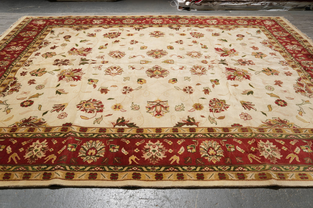 12 x 15 New Handmade Quality Wool Rug Ivory Rust Red