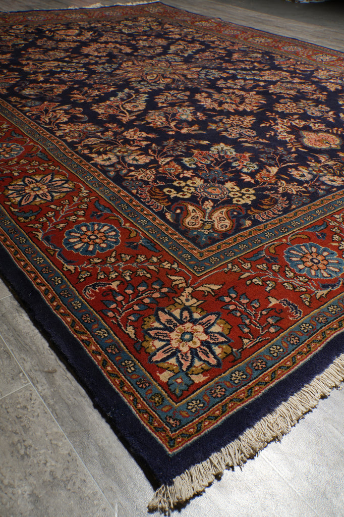 7.3 x 9.5 Dark Blue Fine Quality Persian Sarouk Rug 72321