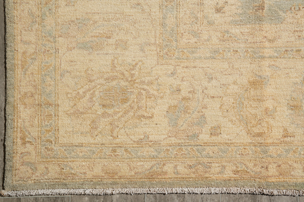 9 x 11.9 Neutral Teal Blue Green Gold New Zigler Chobi Peshawar Rug #F-4197