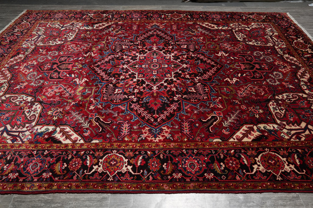 10 x 12.8 Authentic Persian Heriz Rug Tribal Iran #80038