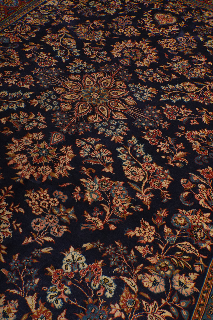 7.3 x 9.5 Dark Blue Fine Quality Persian Sarouk Rug 72321