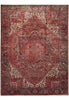 Load image into Gallery viewer, A traditional oriental-style area rug with an intricate floral and geometric medallion pattern in shades of red, brown, beige, and muted blue, shown flat against a white background.