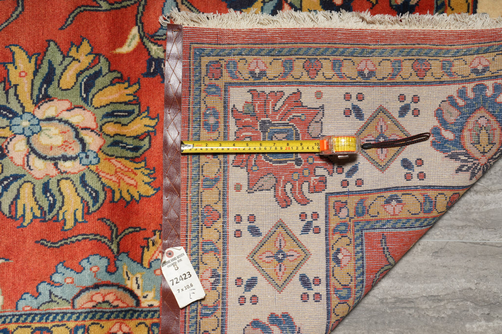 7 x 10.6 Terra Cotta Color Fine Persian Soltanabad Mahal Rug 72423