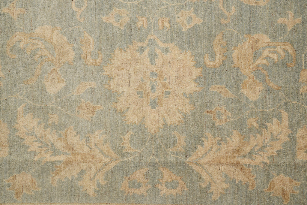9 x 11.9 Neutral Teal Blue Green Gold New Zigler Chobi Peshawar Rug #F-4197