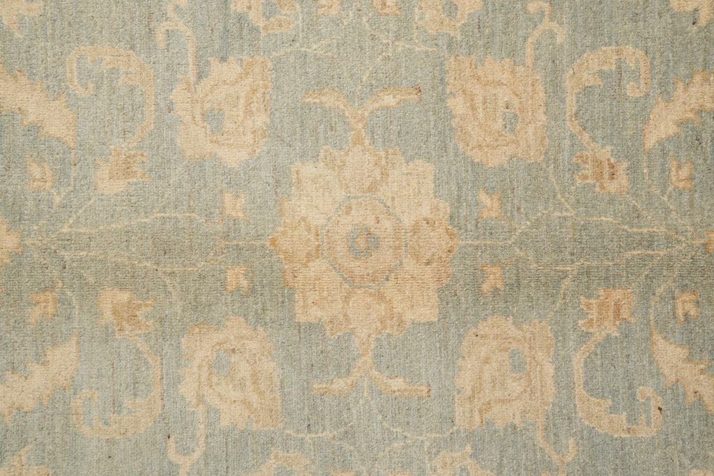 9 x 11.9 Neutral Teal Blue Green Gold New Zigler Chobi Peshawar Rug #F-4197