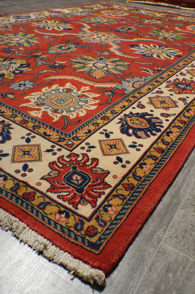 7 x 10.6 Terra Cotta Color Fine Persian Soltanabad Mahal Rug 72423