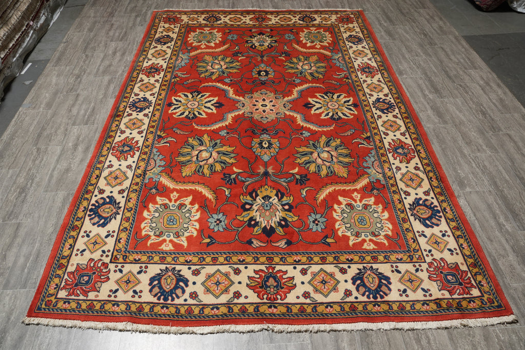 7 x 10.6 Terra Cotta Color Fine Persian Soltanabad Mahal Rug 72423