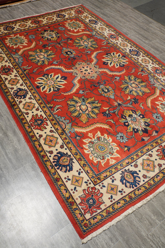 7 x 10.6 Terra Cotta Color Fine Persian Soltanabad Mahal Rug 72423