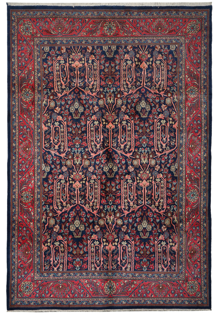 7 x 10 Navy Blue Fine Persian Sarouk Bijar Rug 72326