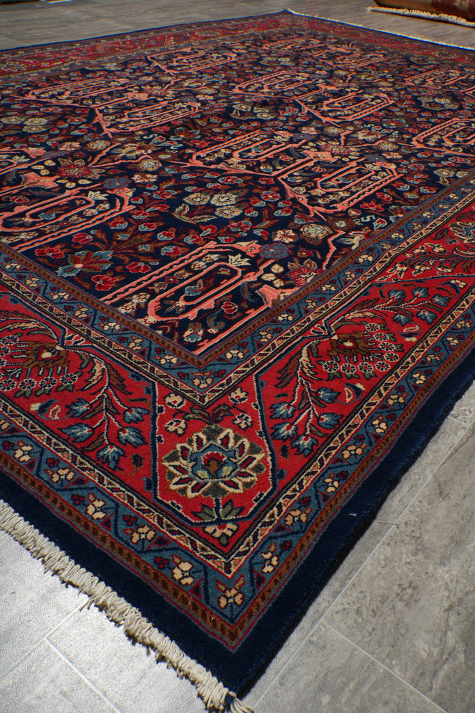 7 x 10 Navy Blue Fine Persian Sarouk Bijar Rug 72326