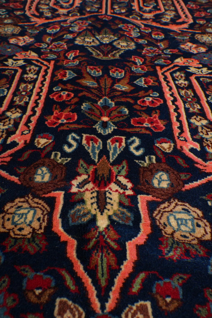 7 x 10 Navy Blue Fine Persian Sarouk Bijar Rug 72326