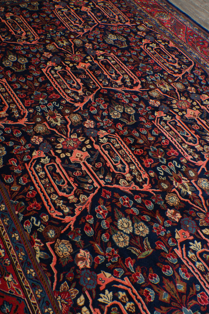 7 x 10 Navy Blue Fine Persian Sarouk Bijar Rug 72326