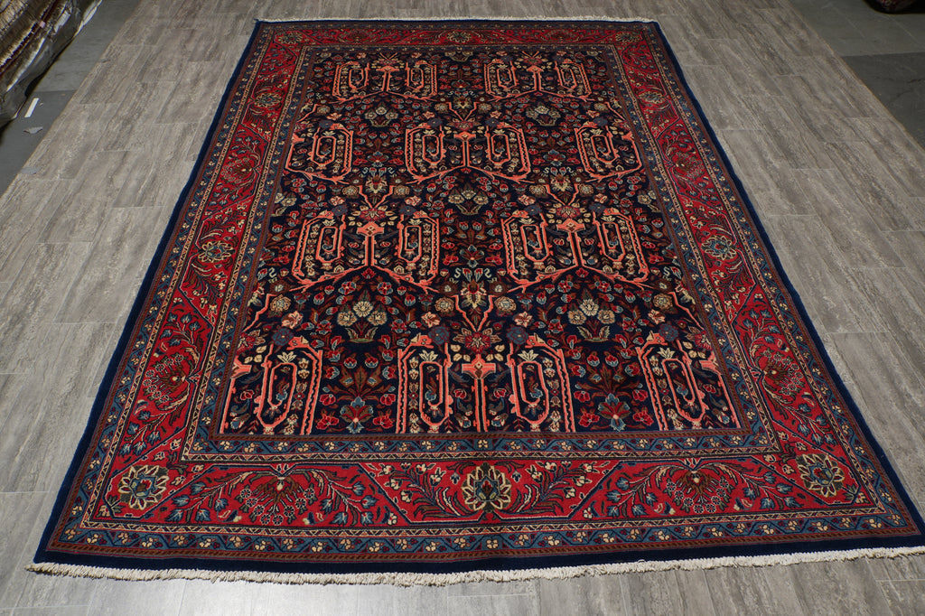 7 x 10 Navy Blue Fine Persian Sarouk Bijar Rug 72326