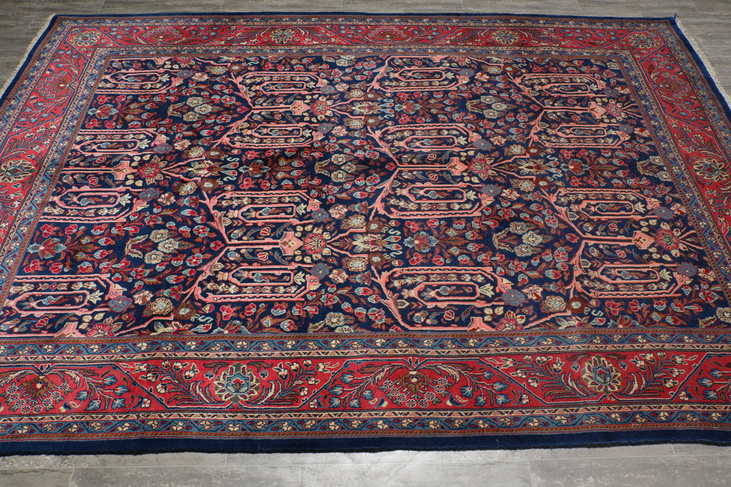 7 x 10 Navy Blue Fine Persian Sarouk Bijar Rug 72326