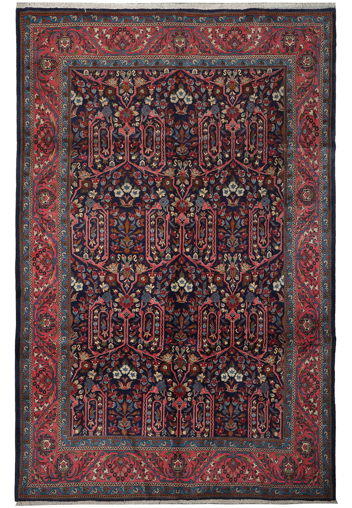 7 x 10.5 Dark Indigo Blue Persian Bijar Rug 72308