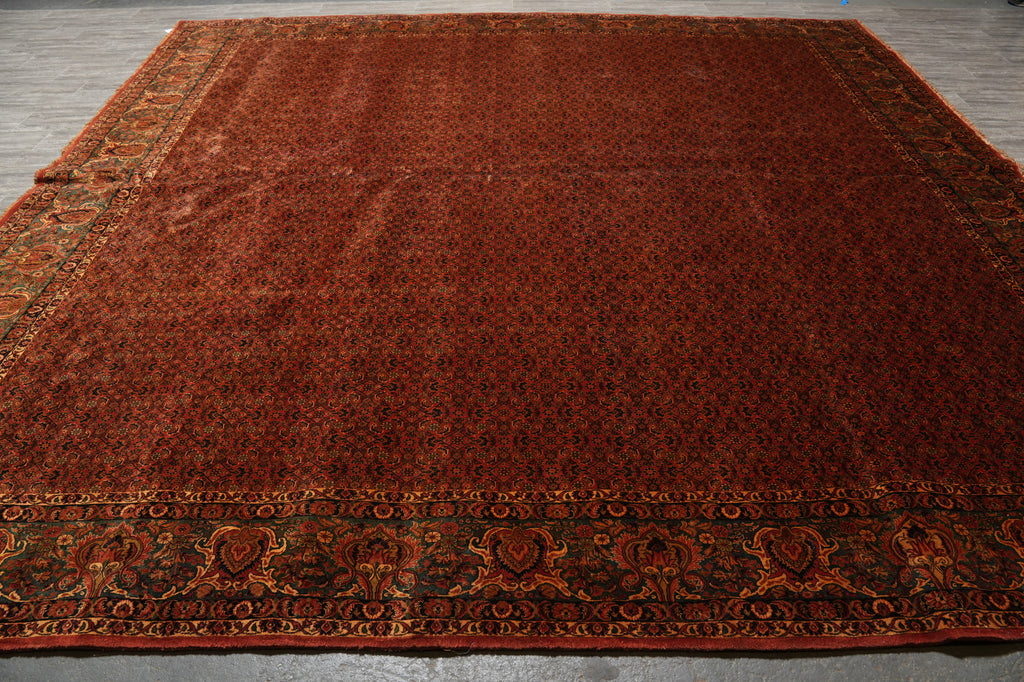 13 x 13.4 Square Persian Bijar Herat Rug Iran Large Rug #F-4501