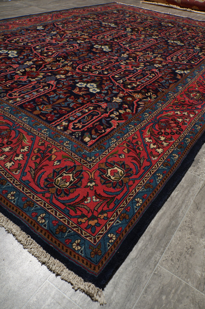 7 x 10.5 Dark Indigo Blue Persian Bijar Rug 72308