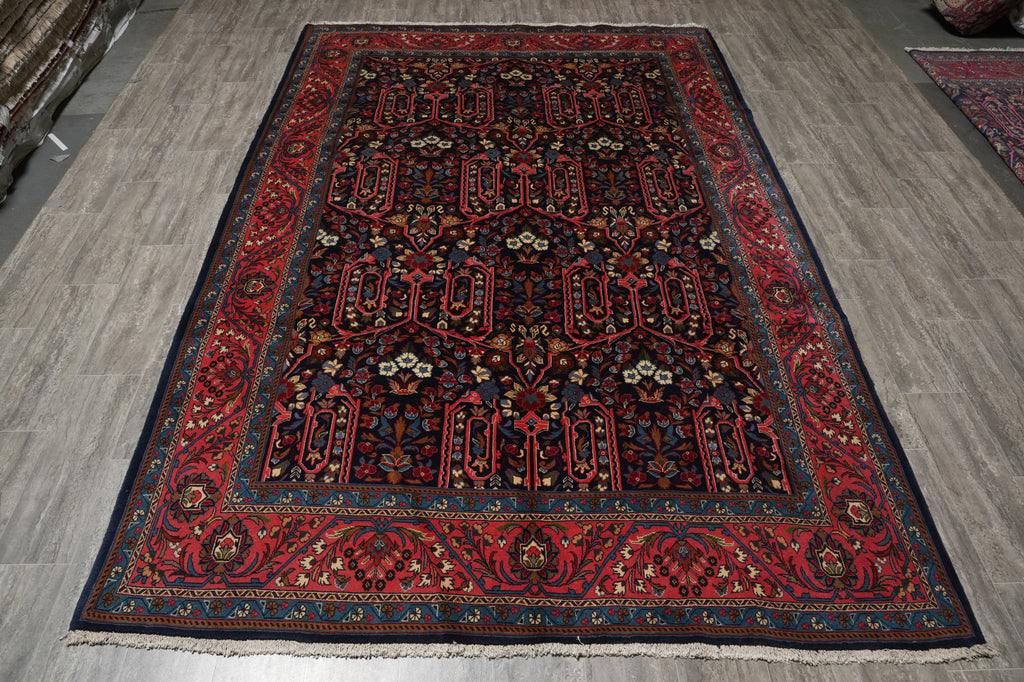 7 x 10.5 Dark Indigo Blue Persian Bijar Rug 72308