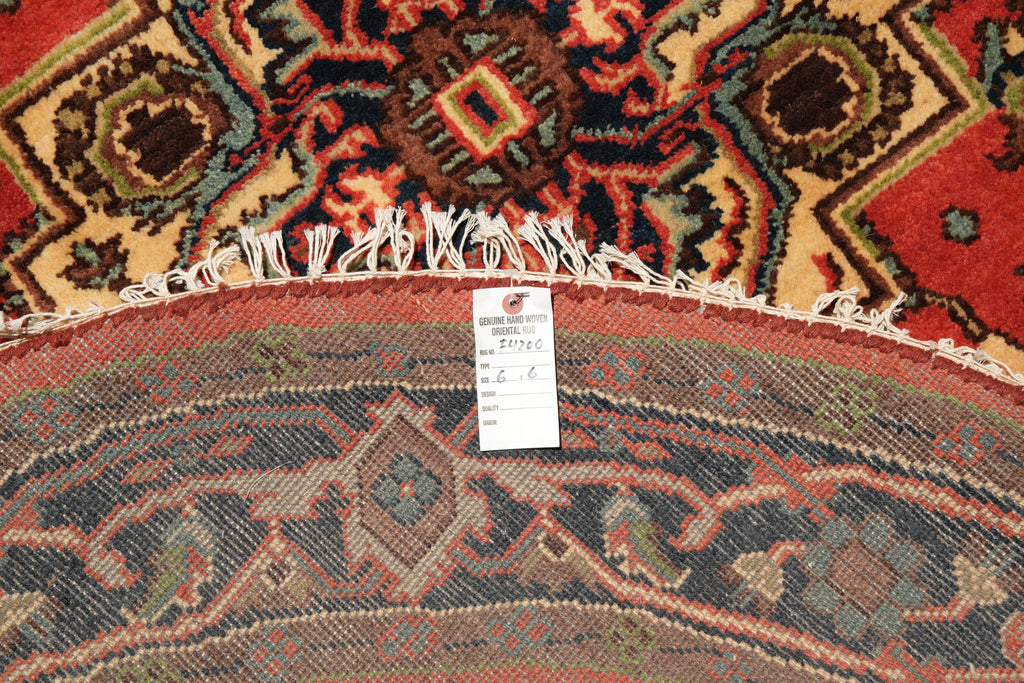 6 x 6 Round New Heriz Handmade India Rug #F-4200