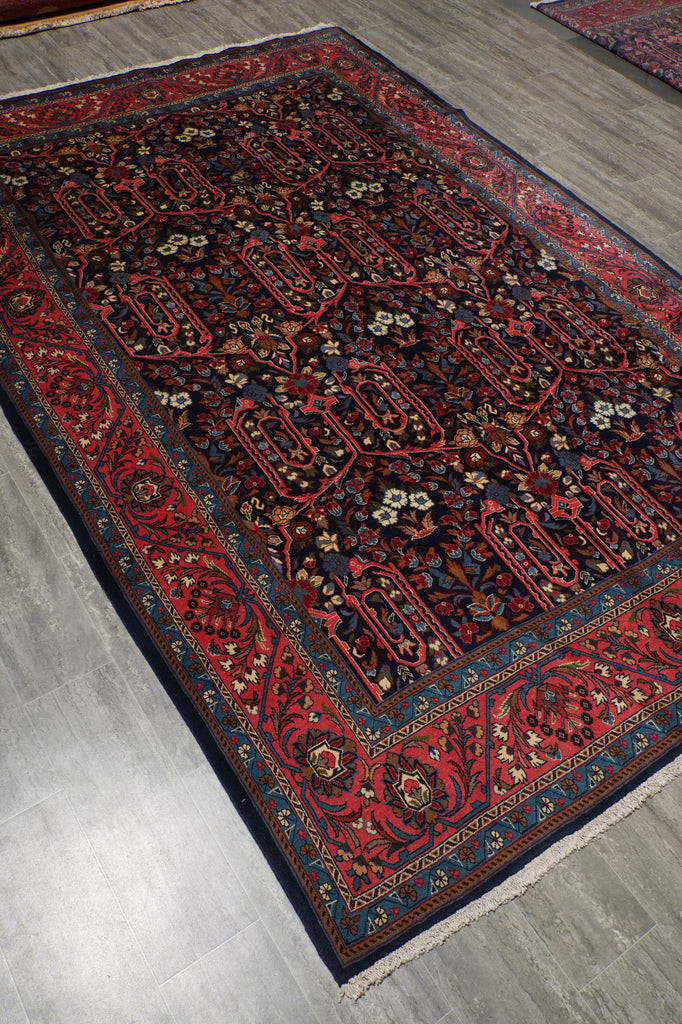 7 x 10.5 Dark Indigo Blue Persian Bijar Rug 72308