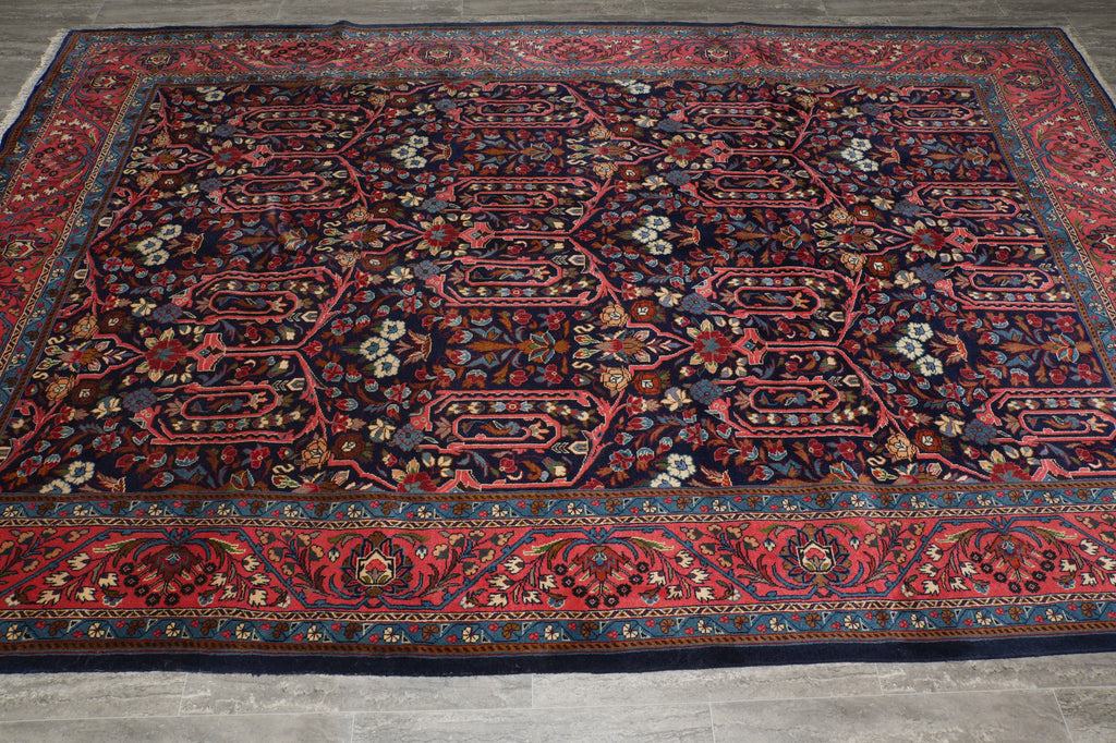 7 x 10.5 Dark Indigo Blue Persian Bijar Rug 72308