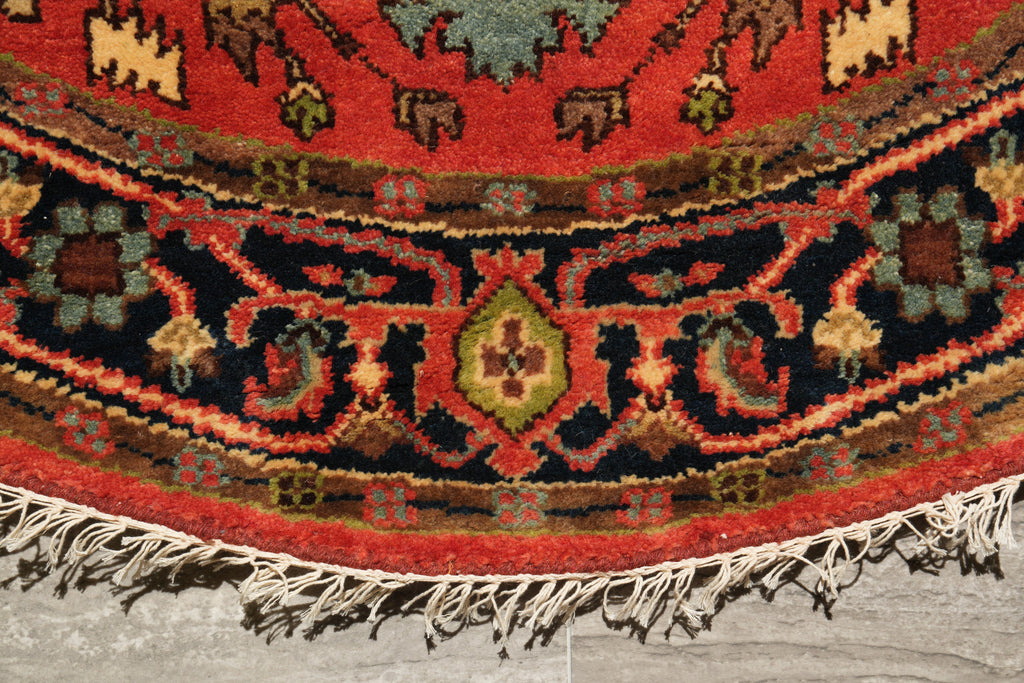 6 x 6 Round New Heriz Handmade India Rug #F-4200