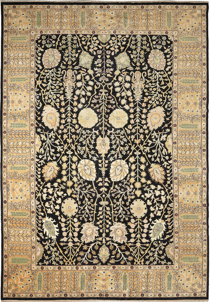 14 x 20.2 Large Hand-Knotted Chobi Peshawar Zigler Rug Black