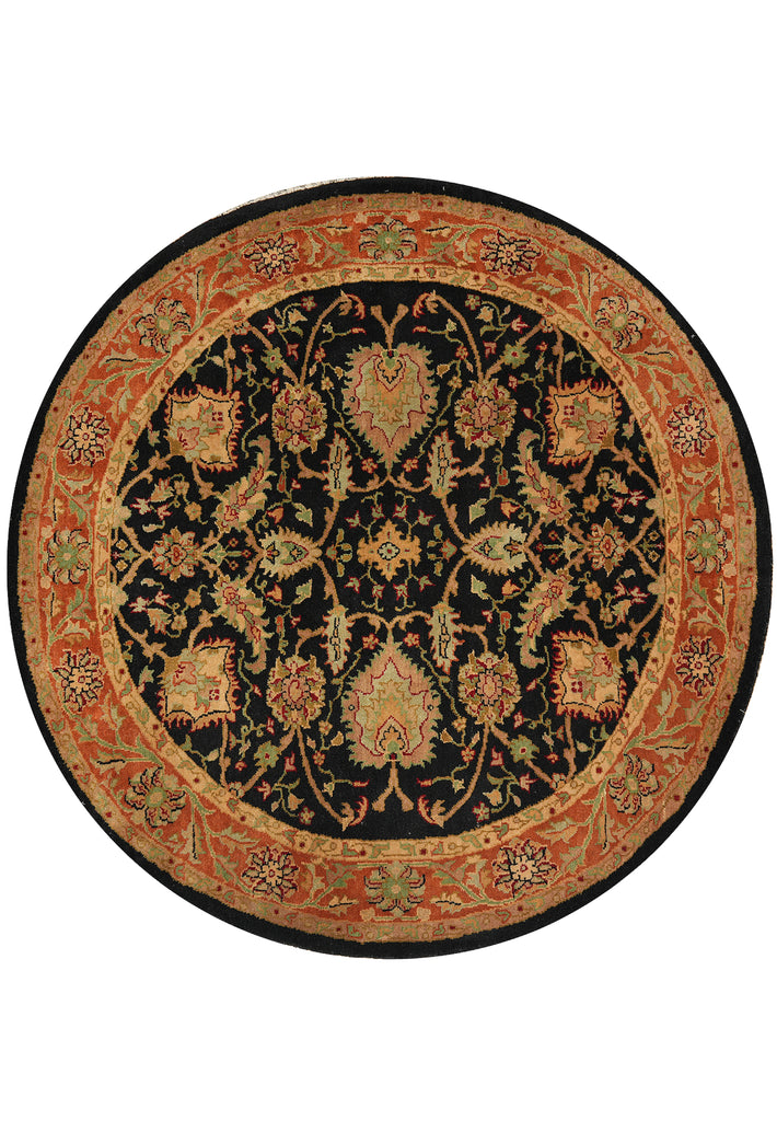 6 x 6 Round Handmade Jaipur Rug Black Coral 