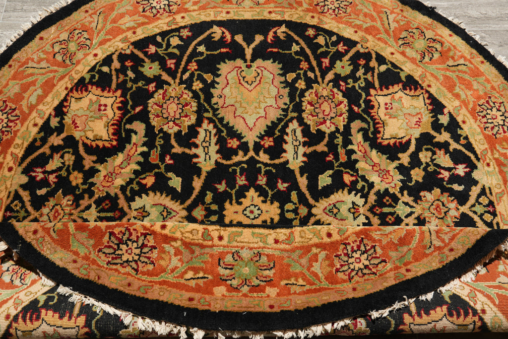 6 x 6 Round Handmade Jaipur Rug Black Coral #F-4201