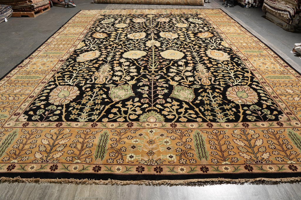 14 x 20 Large Hand-Knotted Chobi Peshawar Zigler Rug Black #F-4502