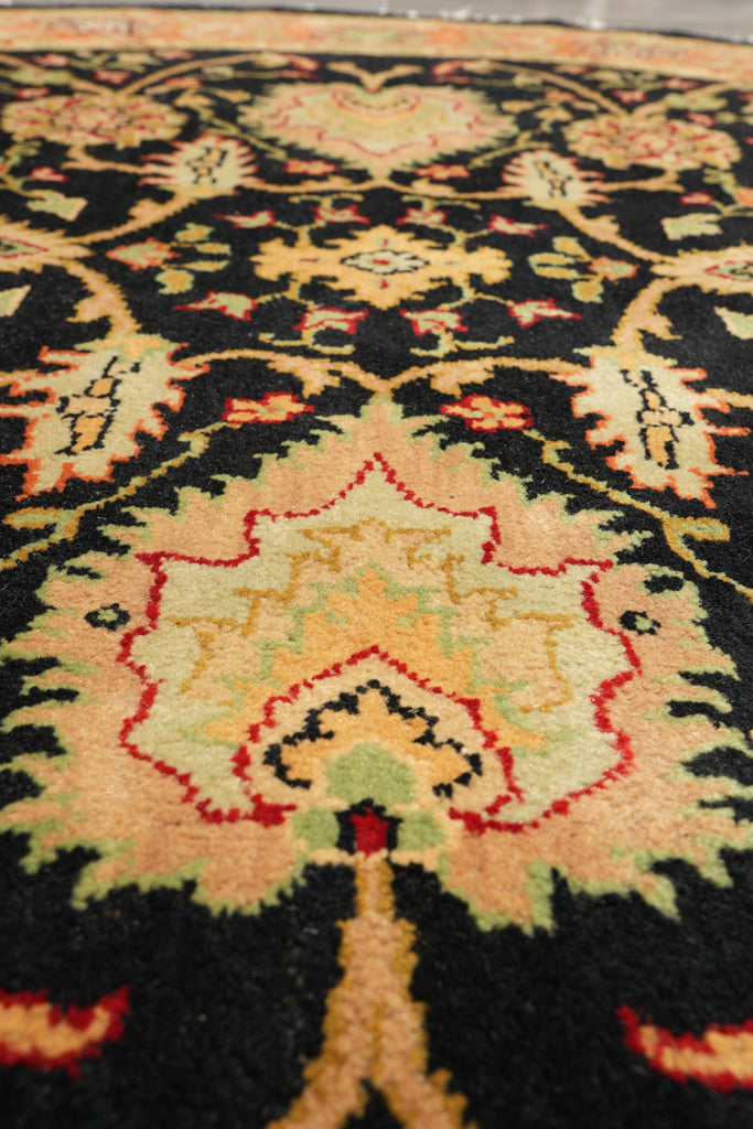 6 x 6 Round Handmade Jaipur Rug Black Coral #F-4201