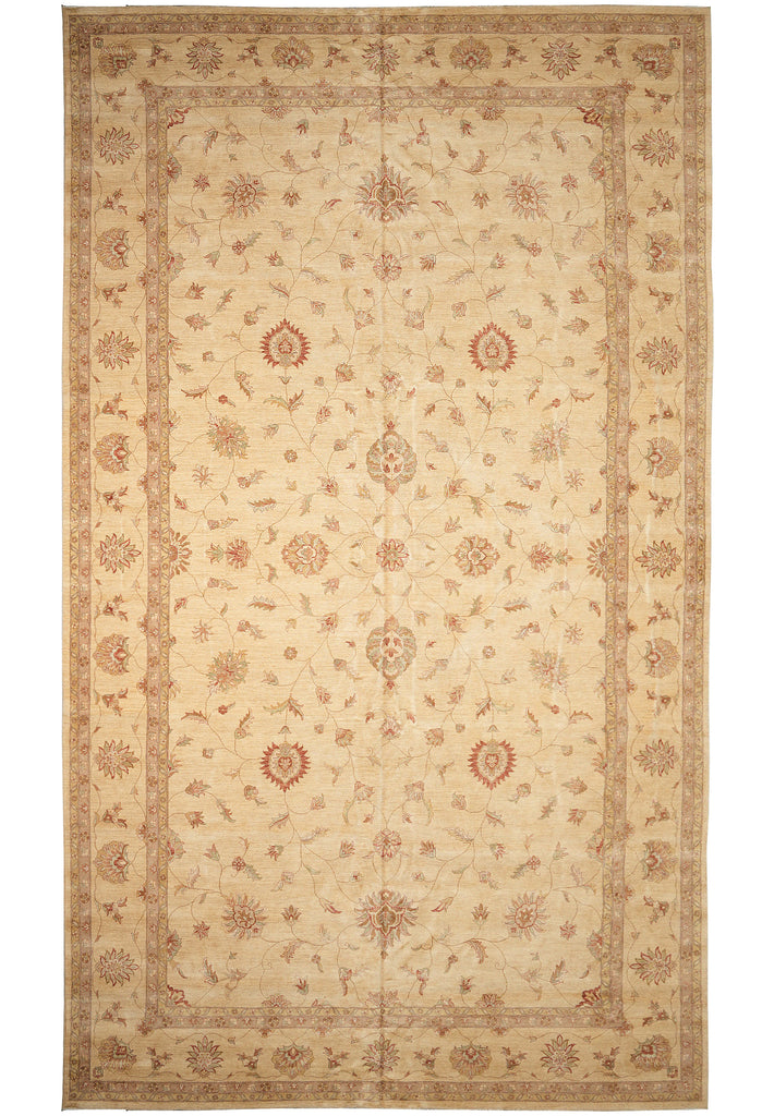 14 x 24.1 Oversize Chobi Peshawar Zigler Rug Natural Wool
