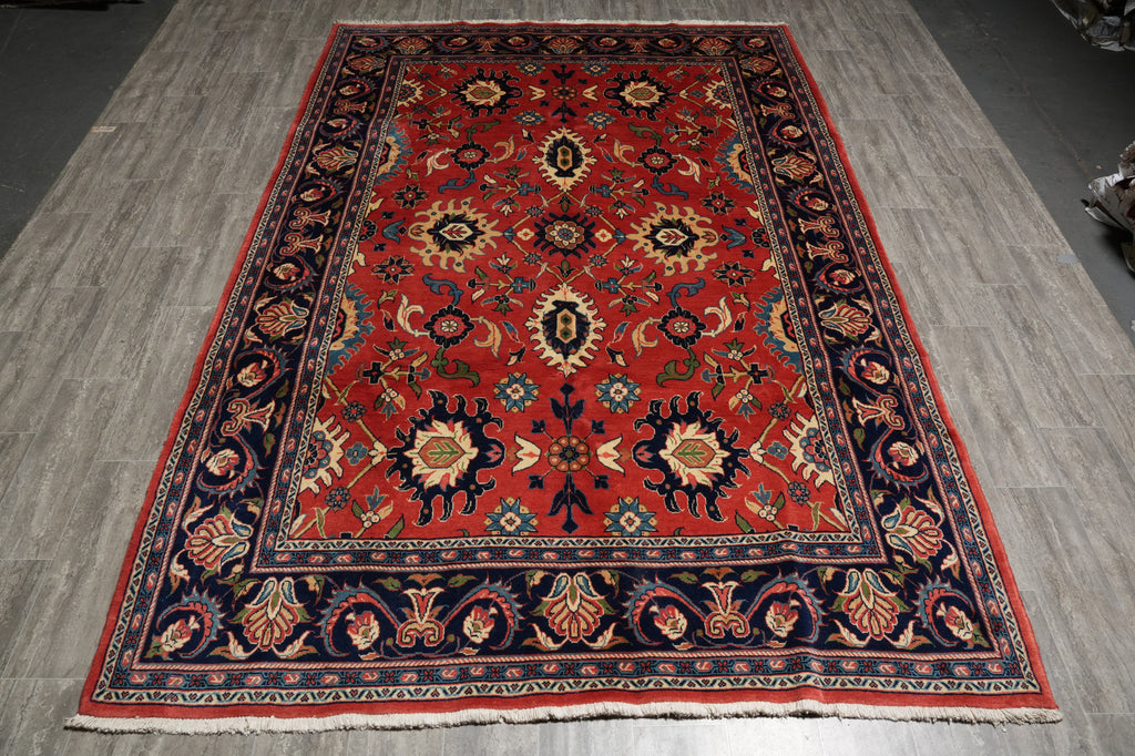 7 x 10.6 Salmon Pink Fine Persian Mahal Rug 72327