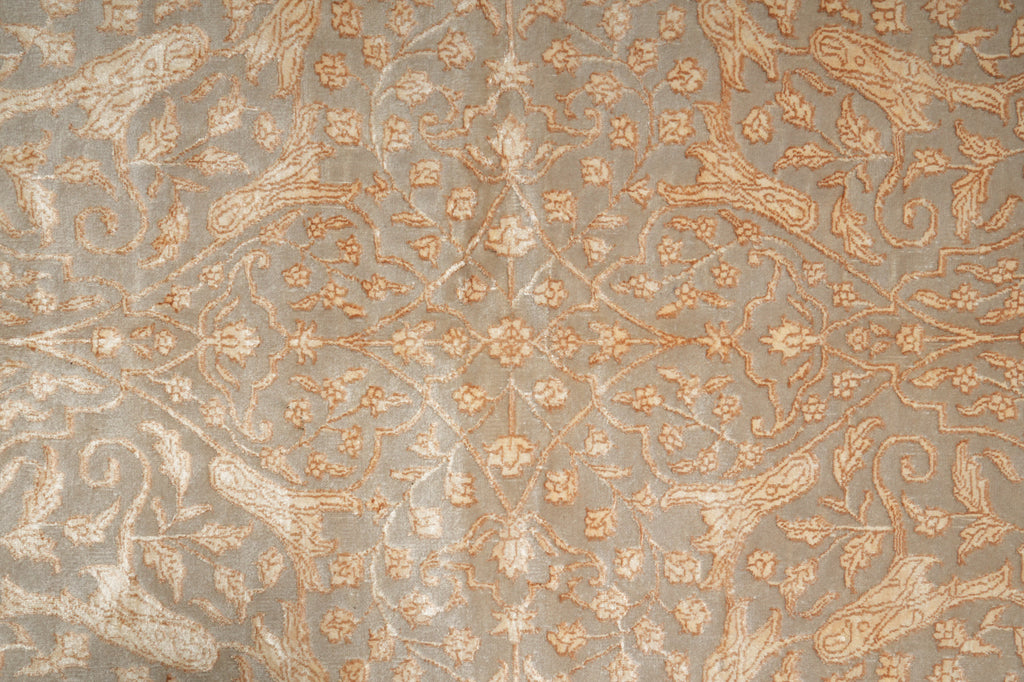 5.6 x 7.6 Fine Quality Woola And Silk Transitional Hand-Knotted Rug #PIX-16799