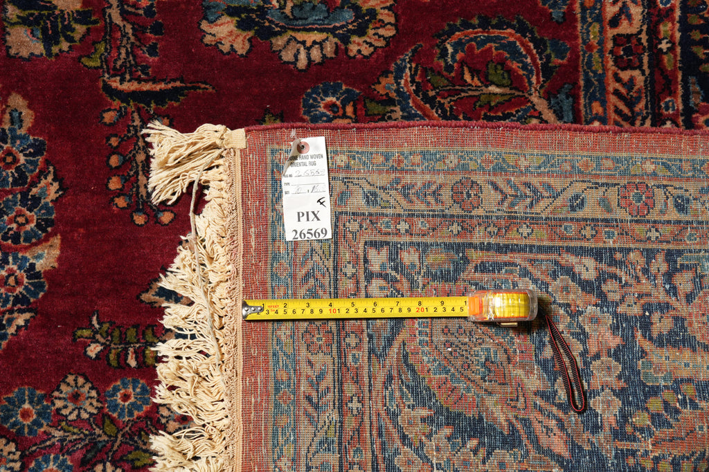 10 x 16 Antique Persian Sarouk Mohajeran Rug Burgundy Mahogany 1930's #PIX-26569