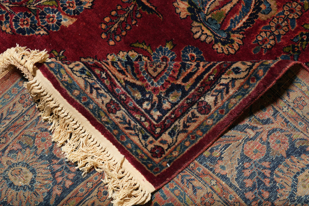 10 x 16 Antique Persian Sarouk Mohajeran Rug Burgundy Mahogany 1930's #PIX-26569