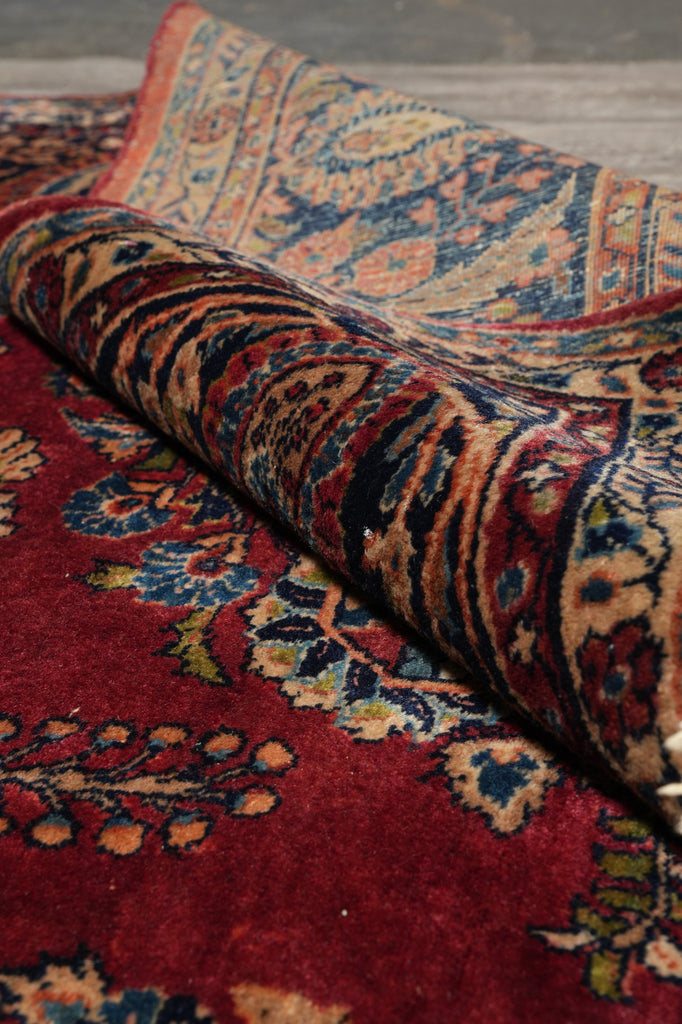 10 x 16 Antique Persian Sarouk Mohajeran Rug Burgundy Mahogany 1930's #PIX-26569