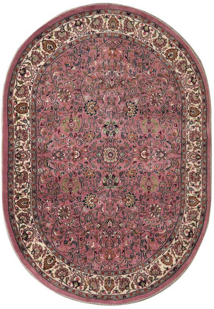 5.7 x7.10 Oval Handmade Wool Soft Durable Pile Rug Pink