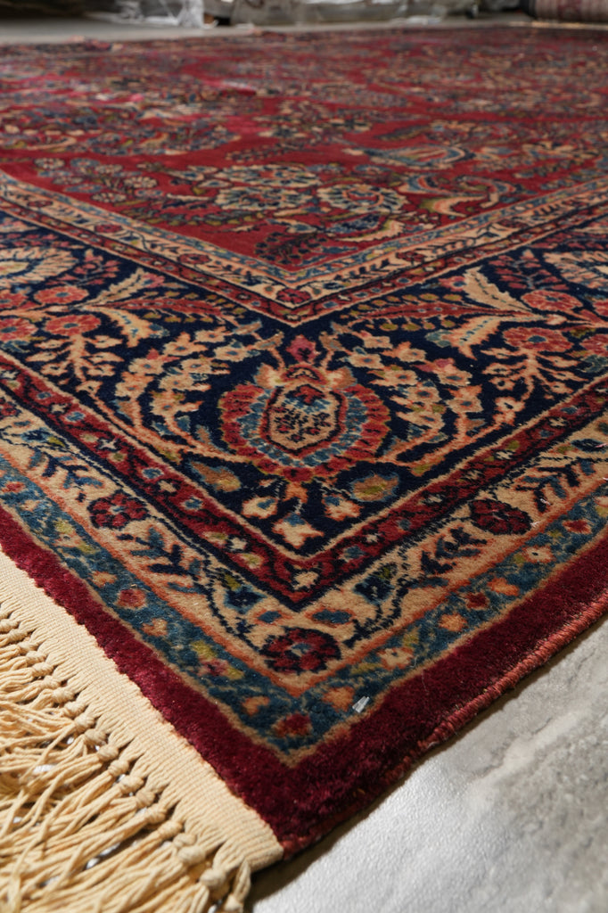10 x 16 Antique Persian Sarouk Mohajeran Rug Burgundy Mahogany 1930's #PIX-26569