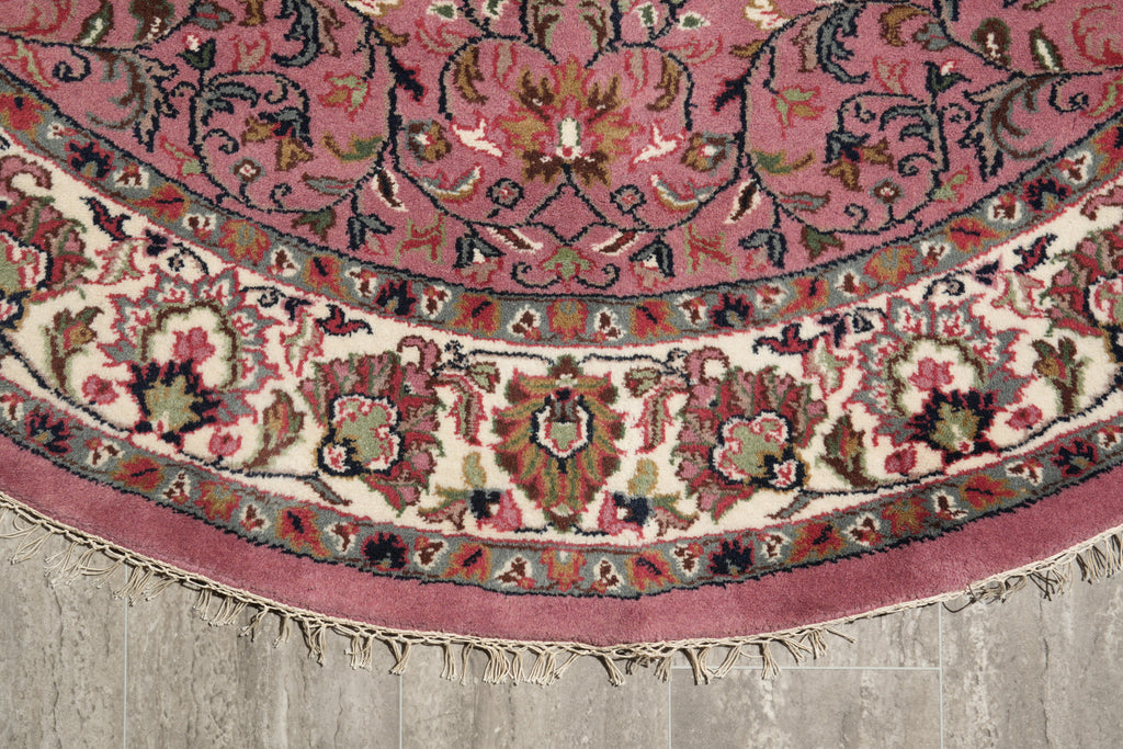 5.7 x 8 Oval Handmade Wool Soft Durable Pile Rug Pink #F-4203