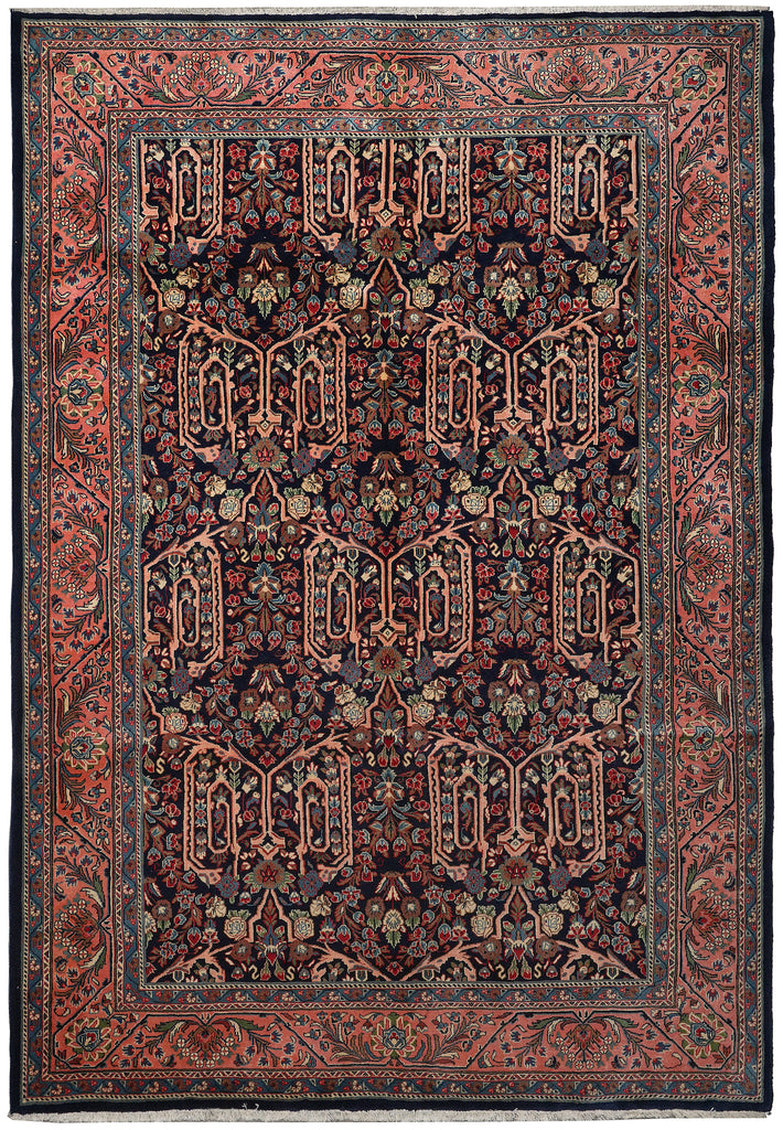 7' x 10' Navy Blue Fine Persian Bijar Rug 72422